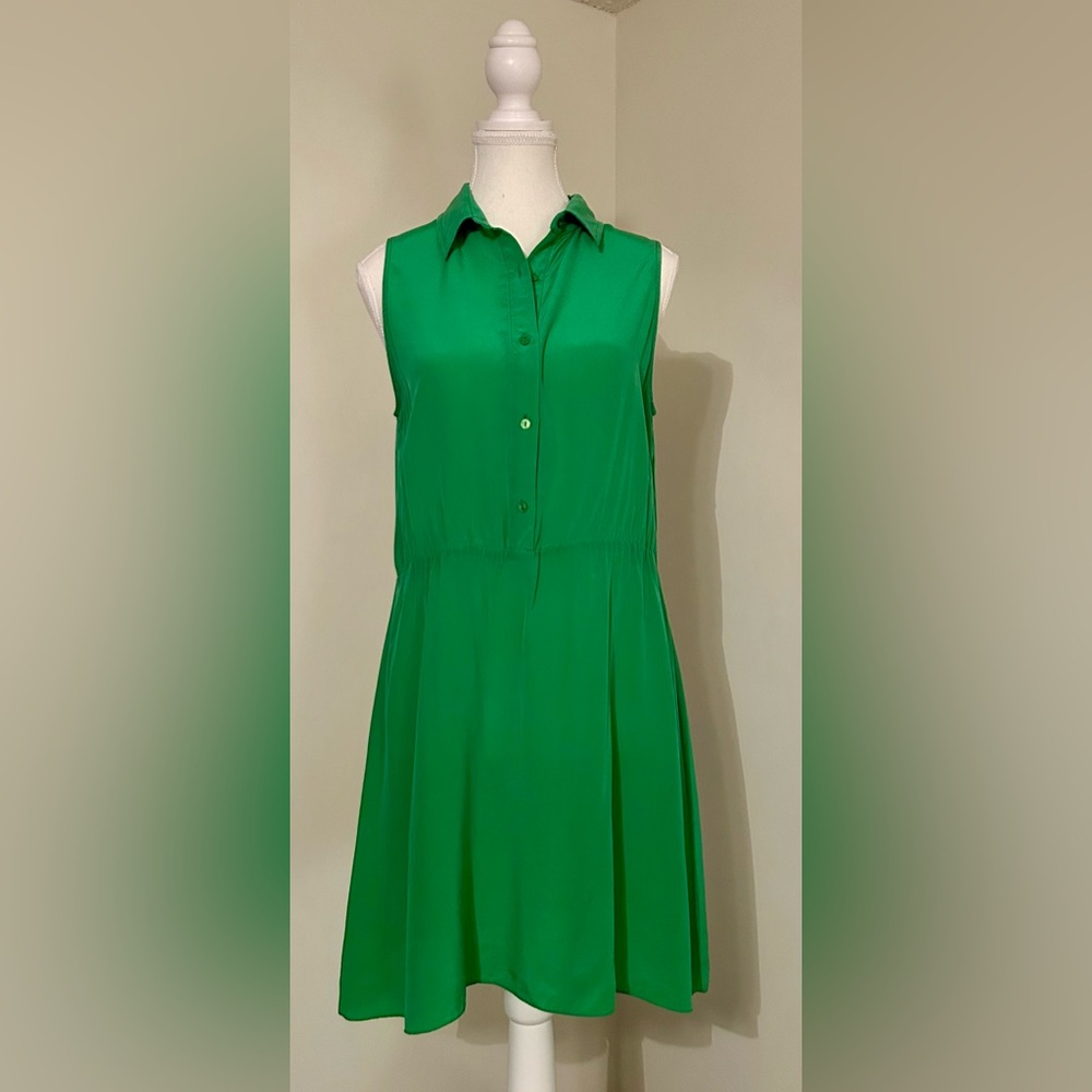 Amanda Uprichard Green Silk Button Front Collared dress size Medium